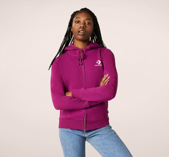 Star Chevron Embroidered Full-Zip Hoodie | Shop Converse Women CLOTHING - Click Image to Close