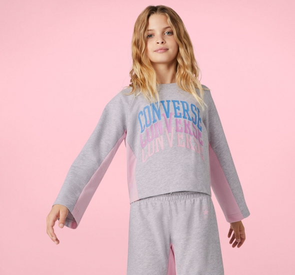 Colorblocked Wordmark Bell Sleeve Crew | Shop Converse Kids CLOTHING & ACCESSORIES - Click Image to Close